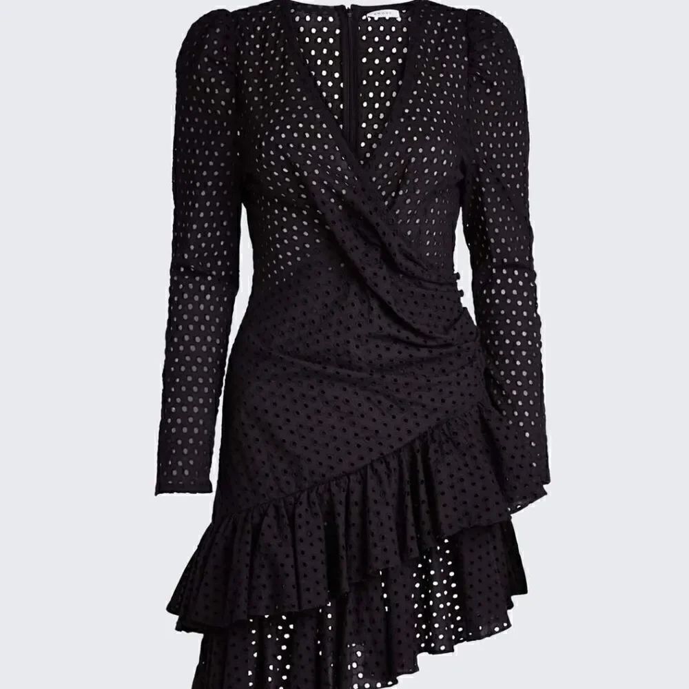Rhode Lola Black Eyelet Mini V-neck Dress S 4 6 New